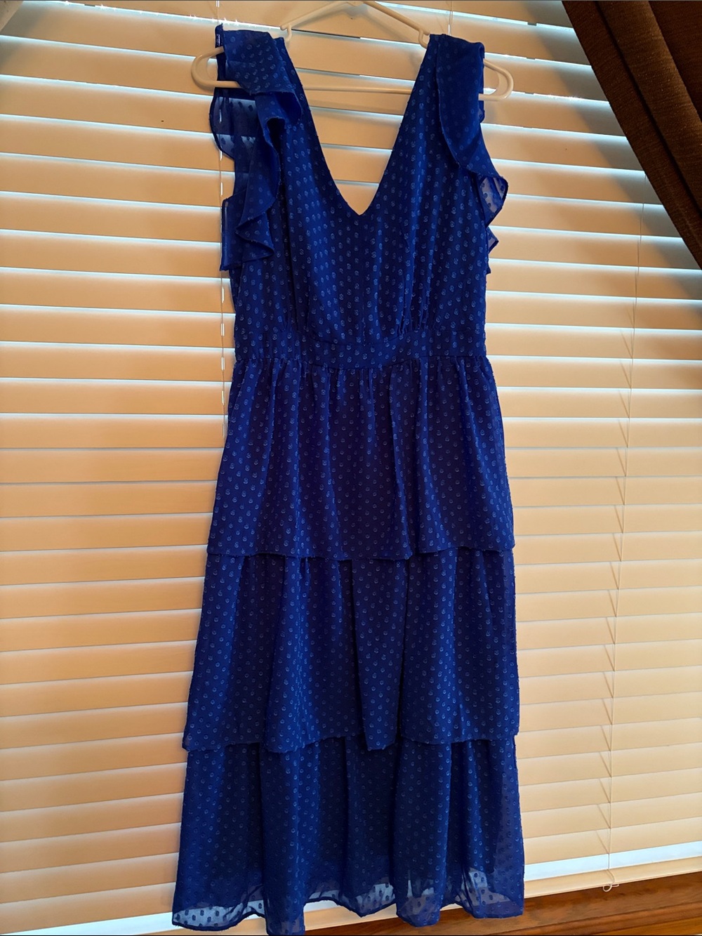 julia jordan Royal Blue Tiered V-Neck Midi Dress